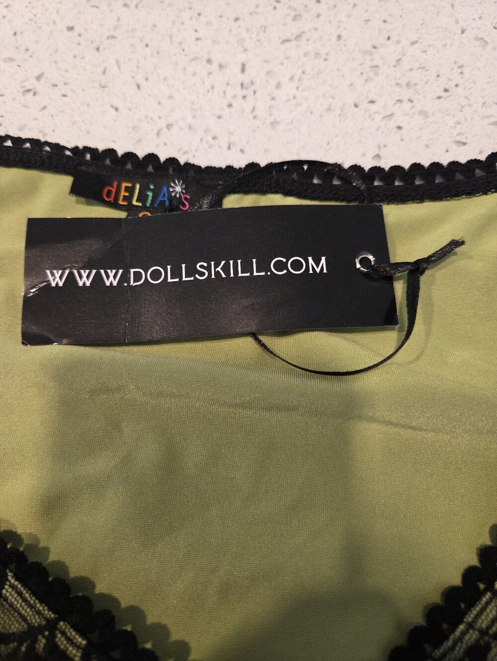 Dolls Kill Delia's Off The Path Black Lace Crop Top NEW - Picture 8 of 9